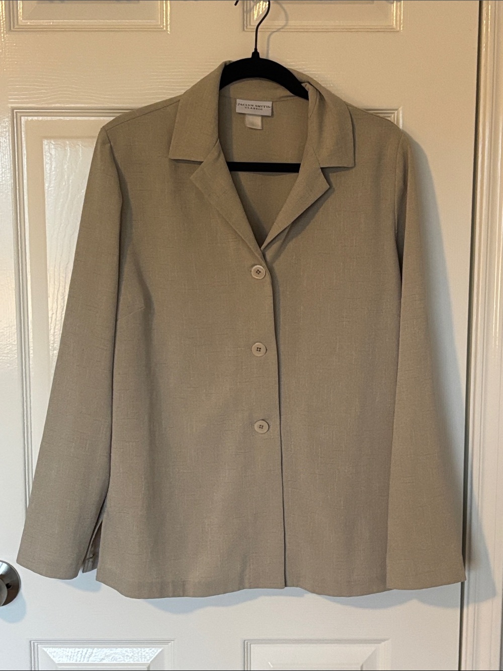 Jaclyn Smith Classic Beige Single-Breasted Blazer Jacket
